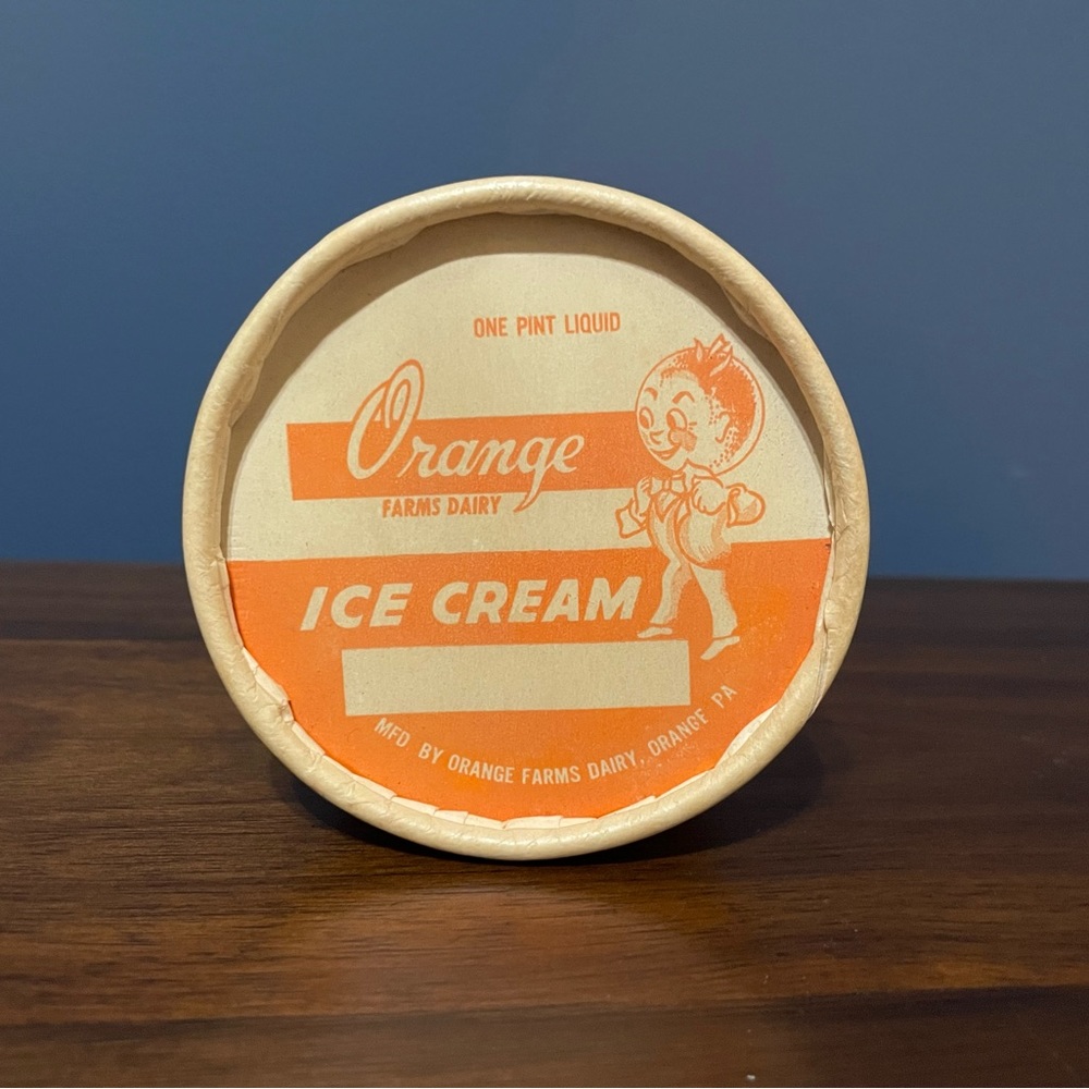 Vintage - Orange Farms Dairy Ice Cream Carton, Orange PA 🍊 - Picture 3 of 8